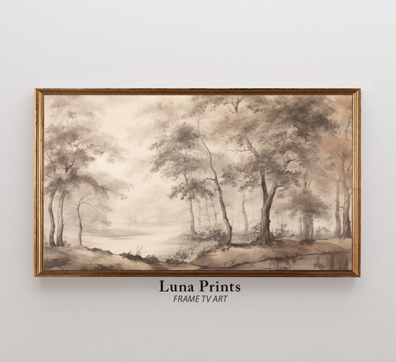 Landscape Drawing Tv Art Forest Scenery Vintage For Samsung