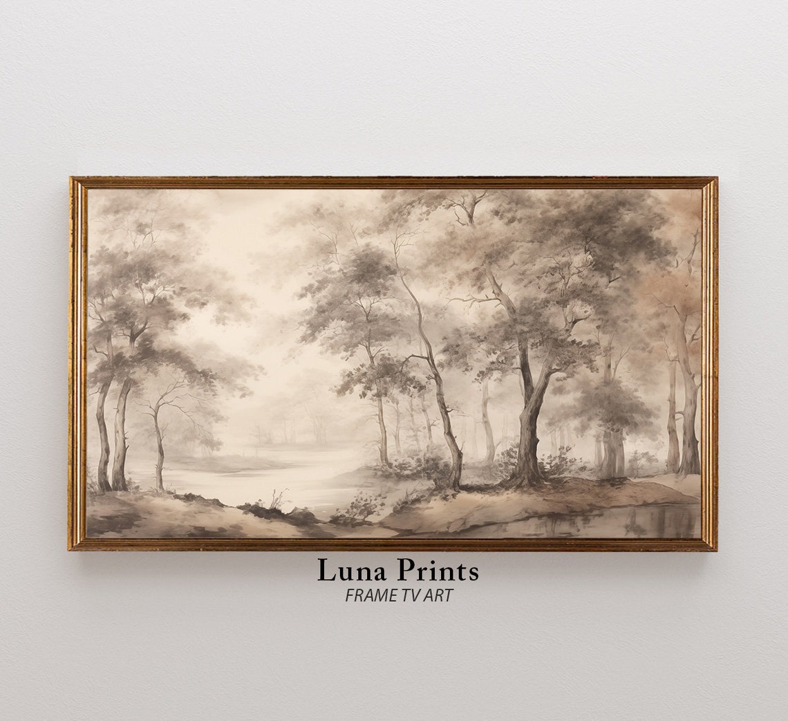Landscape Drawing Tv Art Forest Scenery Vintage For Samsung