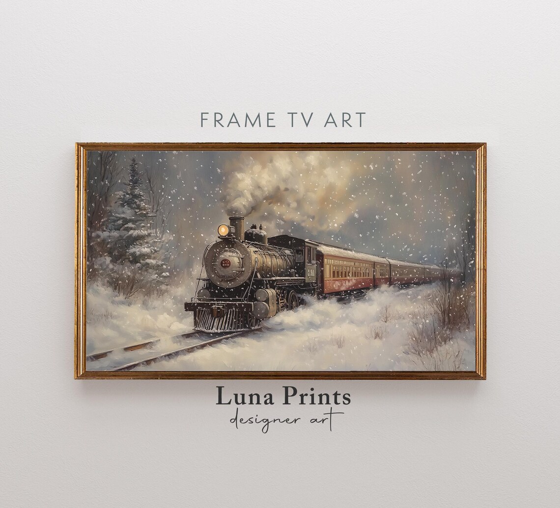 Train Winter Screensaver Christmas Travel Poster