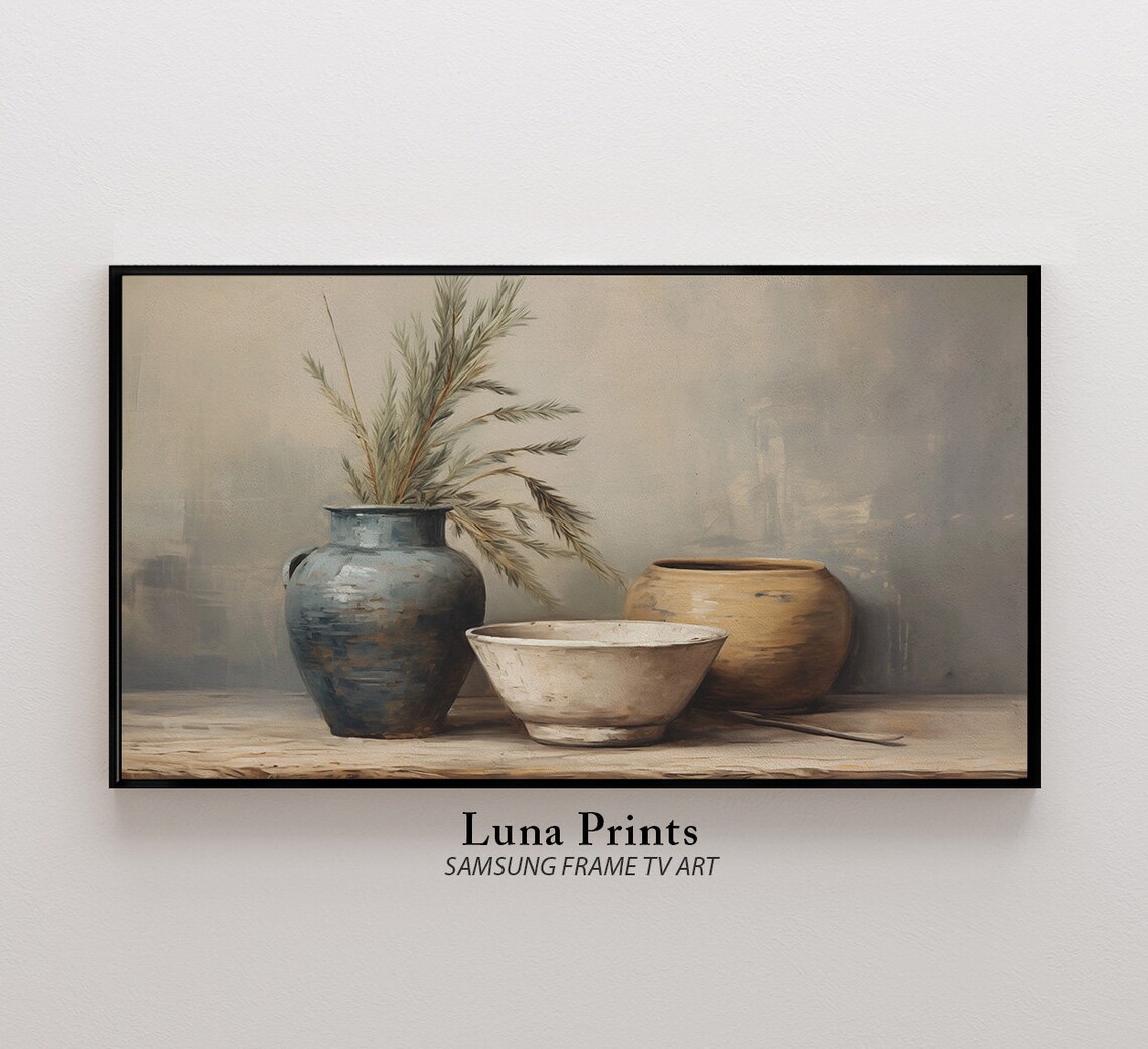 Winter Still Life Painting, Neutral Wall Art Print