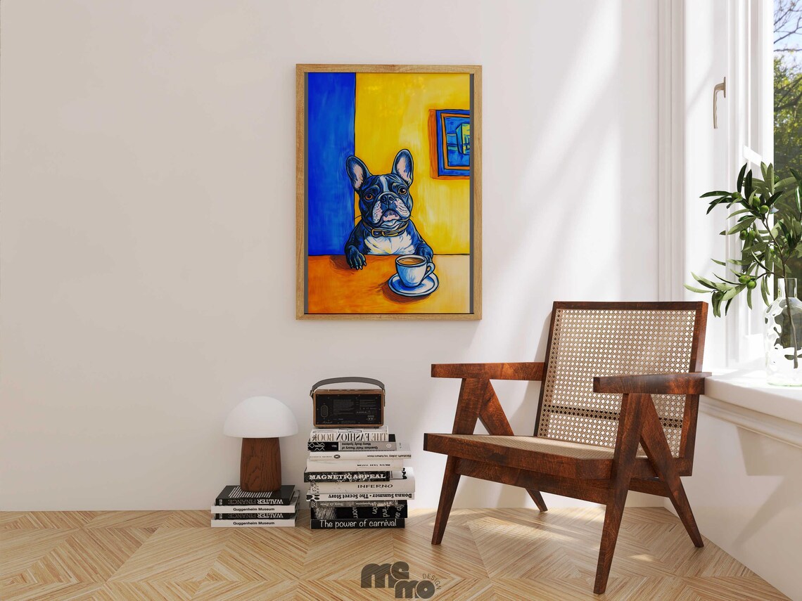 French Bulldog Coffee Scene, Playful Pet Decor - Image 3