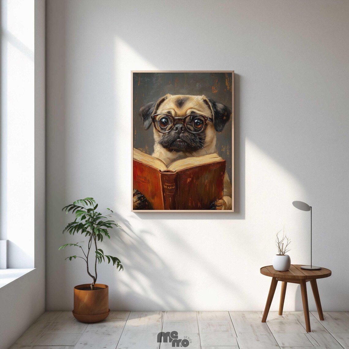 Pug Reading Book, Funny Pet Library Decor - Image 5