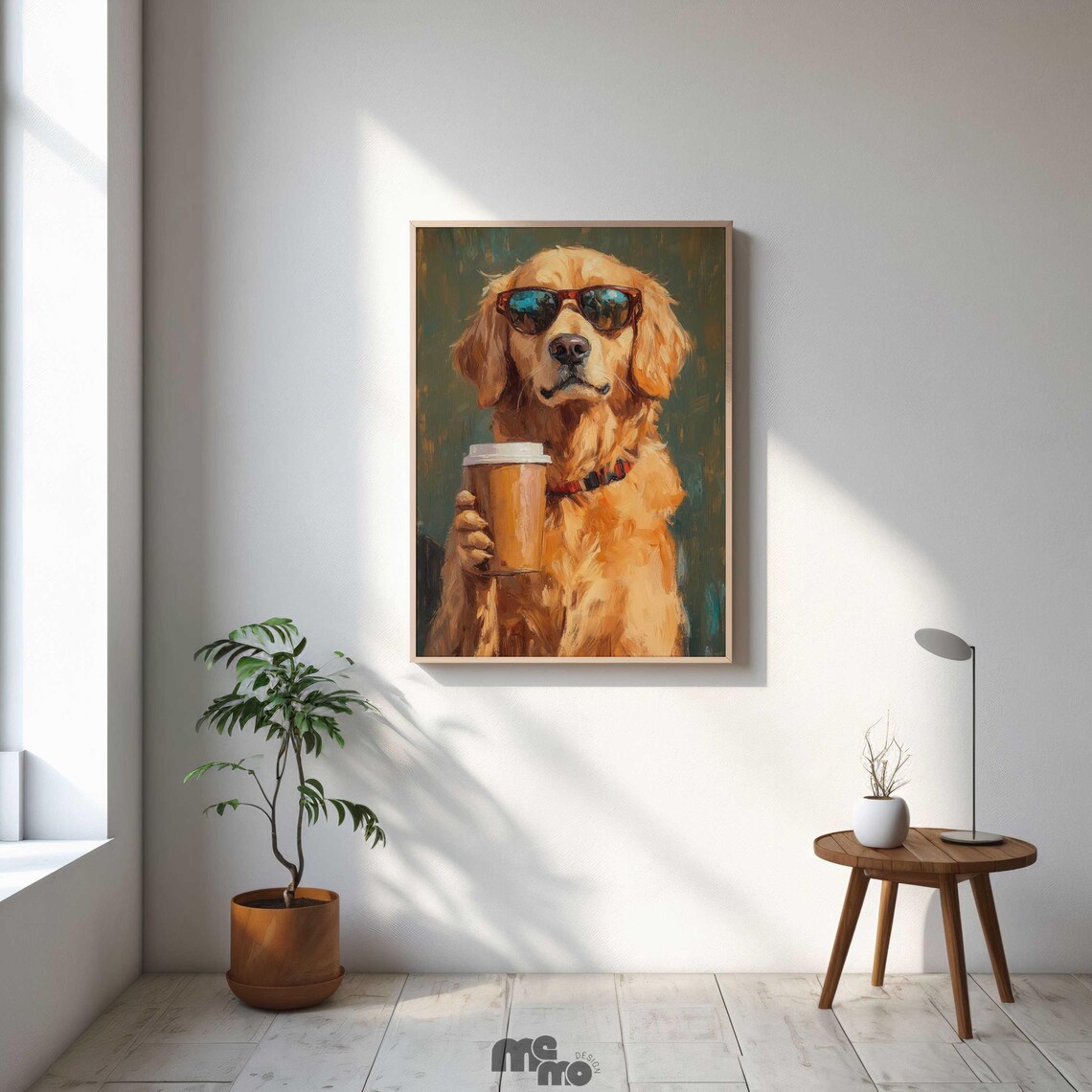 Golden Retriever Coffee Lover Dog Poster, Funny Sunglasses - Image 5