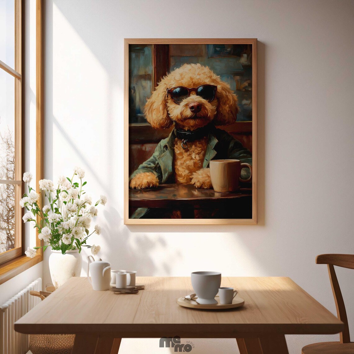 Golden Doodle Dog Coffee Shop, Funny Pet Portrait - Image 2