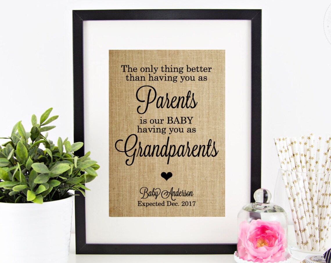 Better Than Parents Grandparents Pregnancy Announcement Burlap Poster