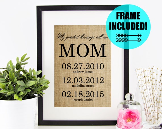 Frame Included Mothers Day From Daughter Personalized Mothers Day Gift Birthday Gift For Mom Mothers Day Gift From Son Mom Gift