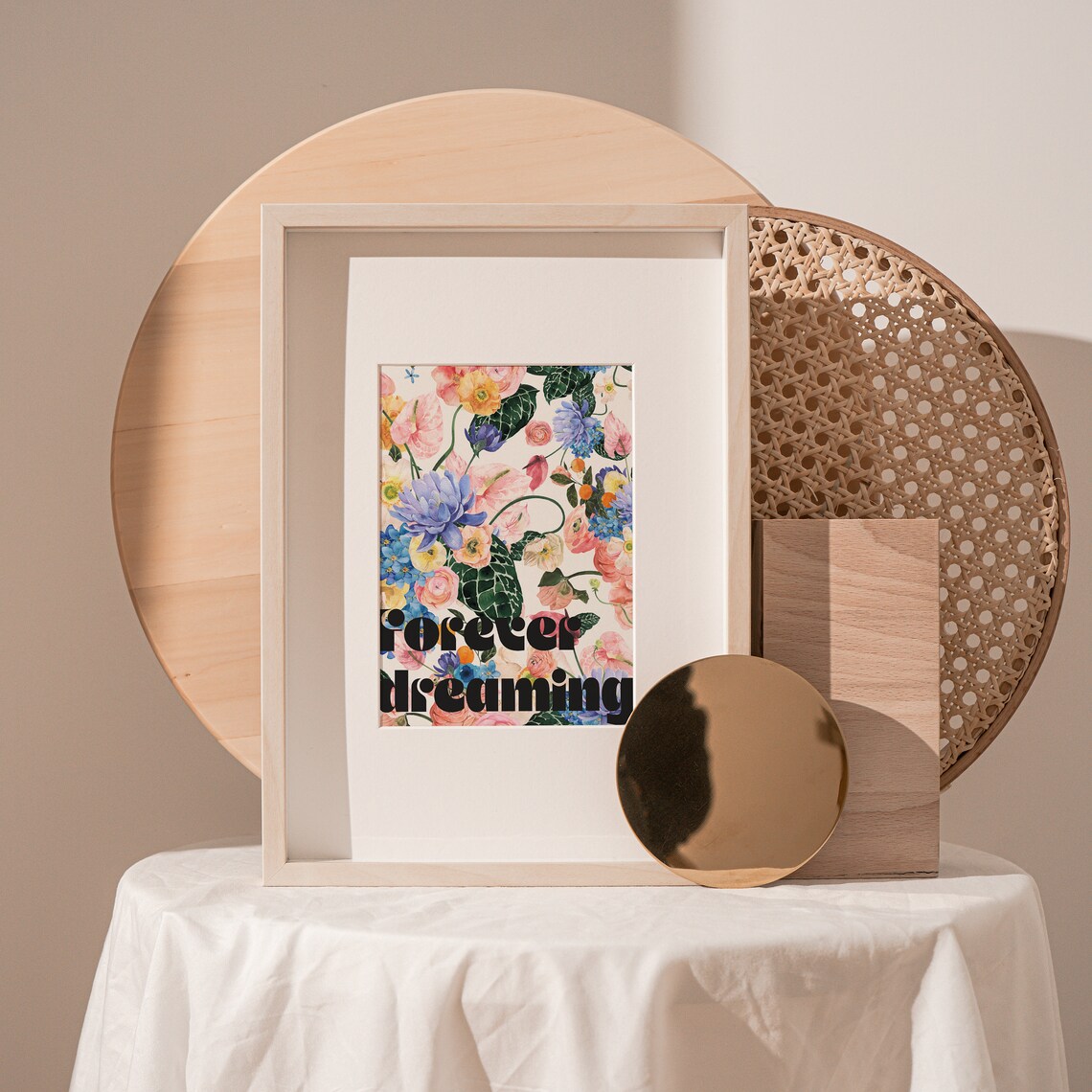 Forever Dreaming Retro Floral Watercolor Botanical Art Poster - Image 3