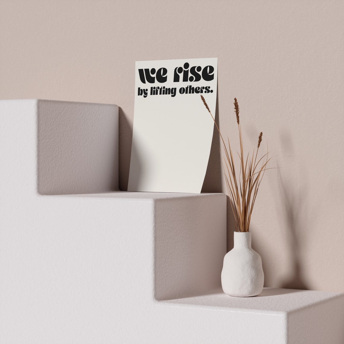 We Rise By Lifting Others Bold Retro Typography Poster Black Cream - Image 3