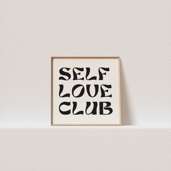 Self Love Club Retro Black Art Nouveau Typography Cream Poster