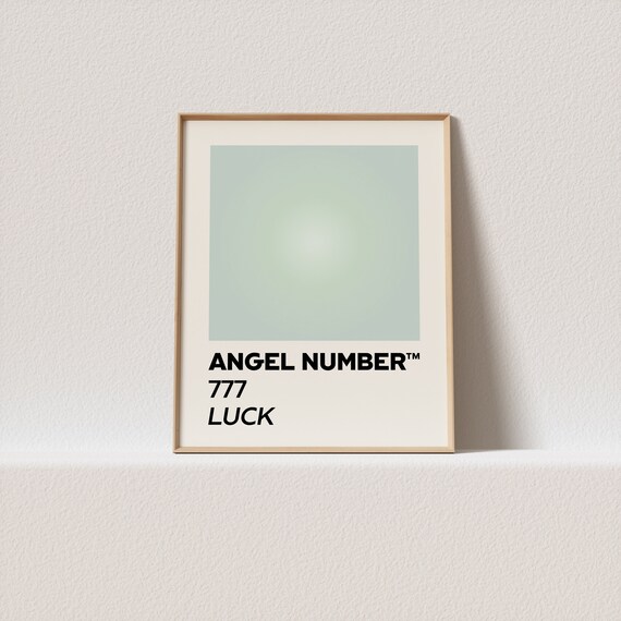 Art Print Angel Number 777 Luck Stunning Retro Typography Pastel Gradient A Must Have For Your Gallery Wall