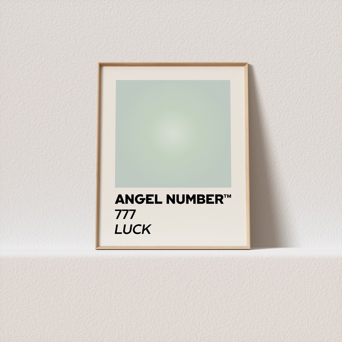 Angel Number 777 Luck Sage Green Gradient Aura Spiritual Art Print