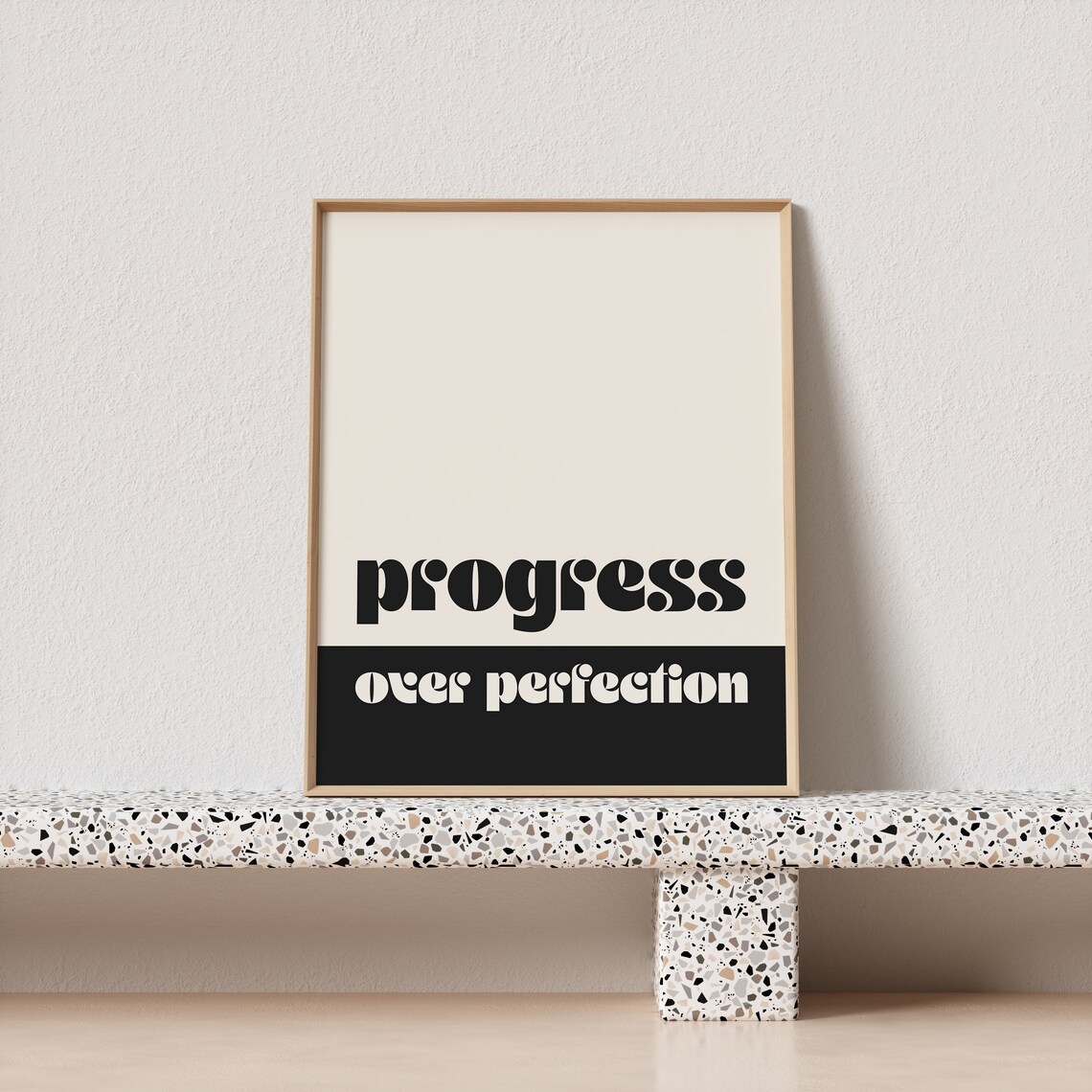 Progress Over Perfection Retro Typography Art Print - Image 3