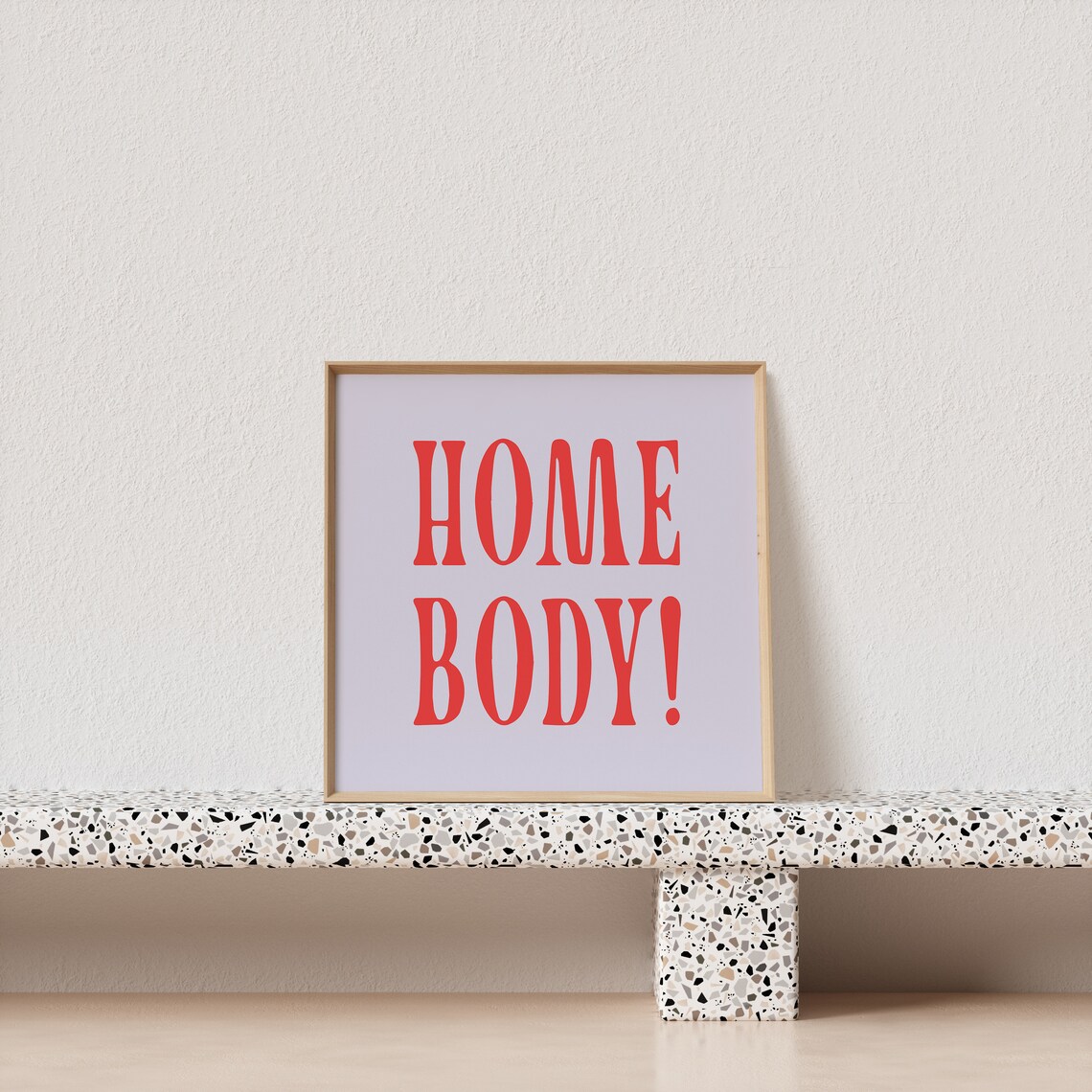 Bold Homebody Red Retro Typography Quote Poster Lilac Square Art - Image 3