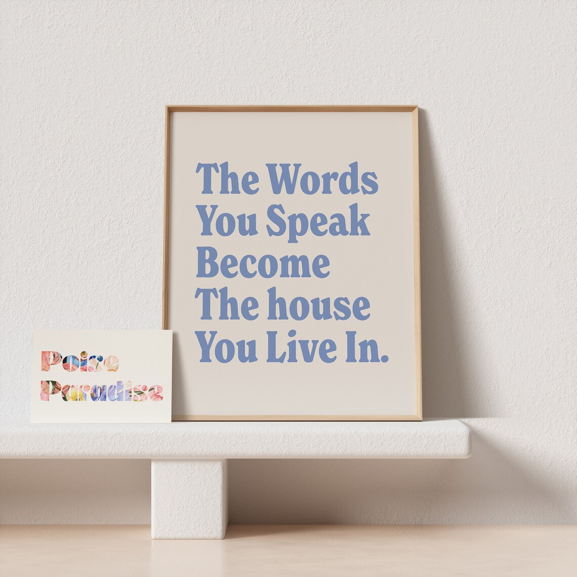 The Words You Speak Become The House You Live In Blue Quote Wall Art - Image 4
