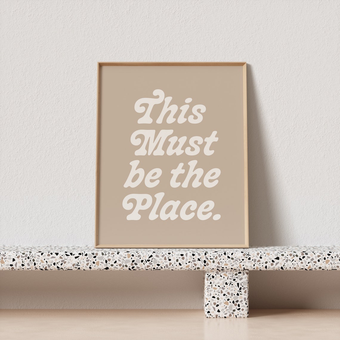 This Must Be the Place Retro Script Taupe Typography Welcome Poster - Image 3