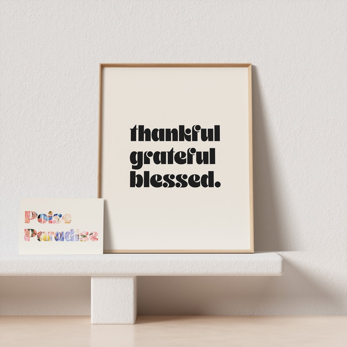 Thankful Grateful Blessed Retro Lowercase Gratitude Cream Poster - Image 4