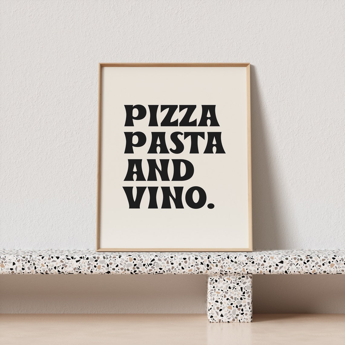 Pizza Pasta And Vino Bold Typography Poster Black Cream Kitchen Dining - Image 3