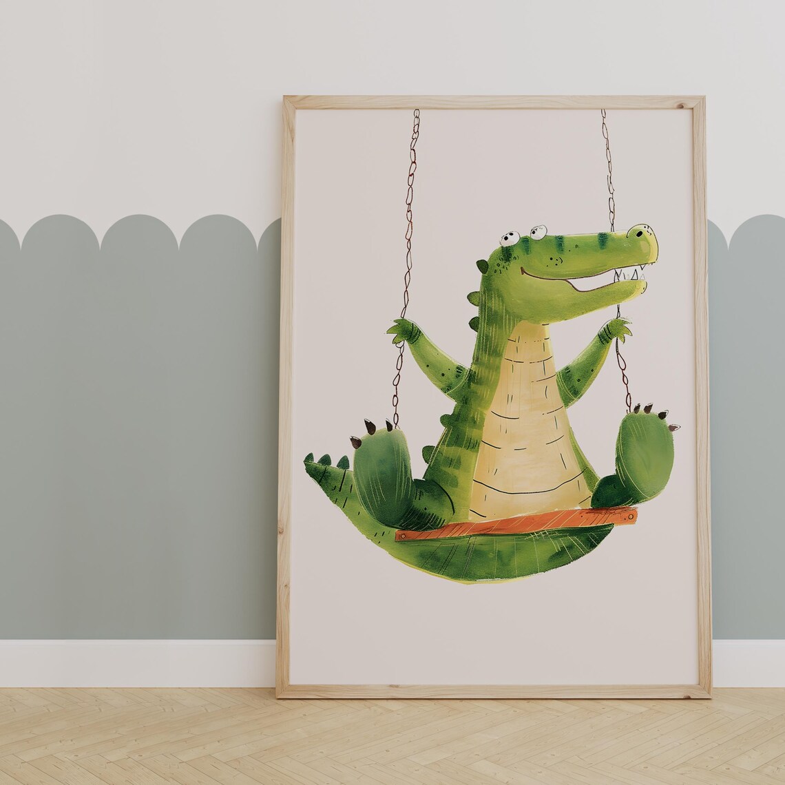 Playful Alligator Jungle Nursery Art Print