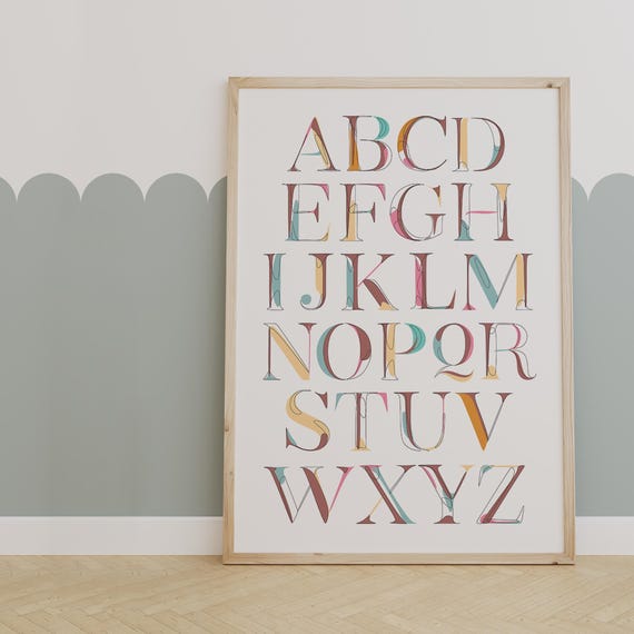 Colorful Alphabet Poster Stylish Abc Learning Print For Kids
