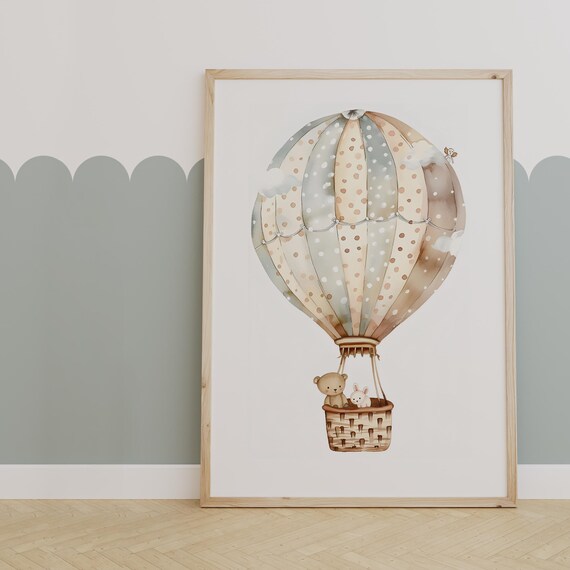 Whimsical Hot Air Balloon Ride Teddy Bunny Adventure