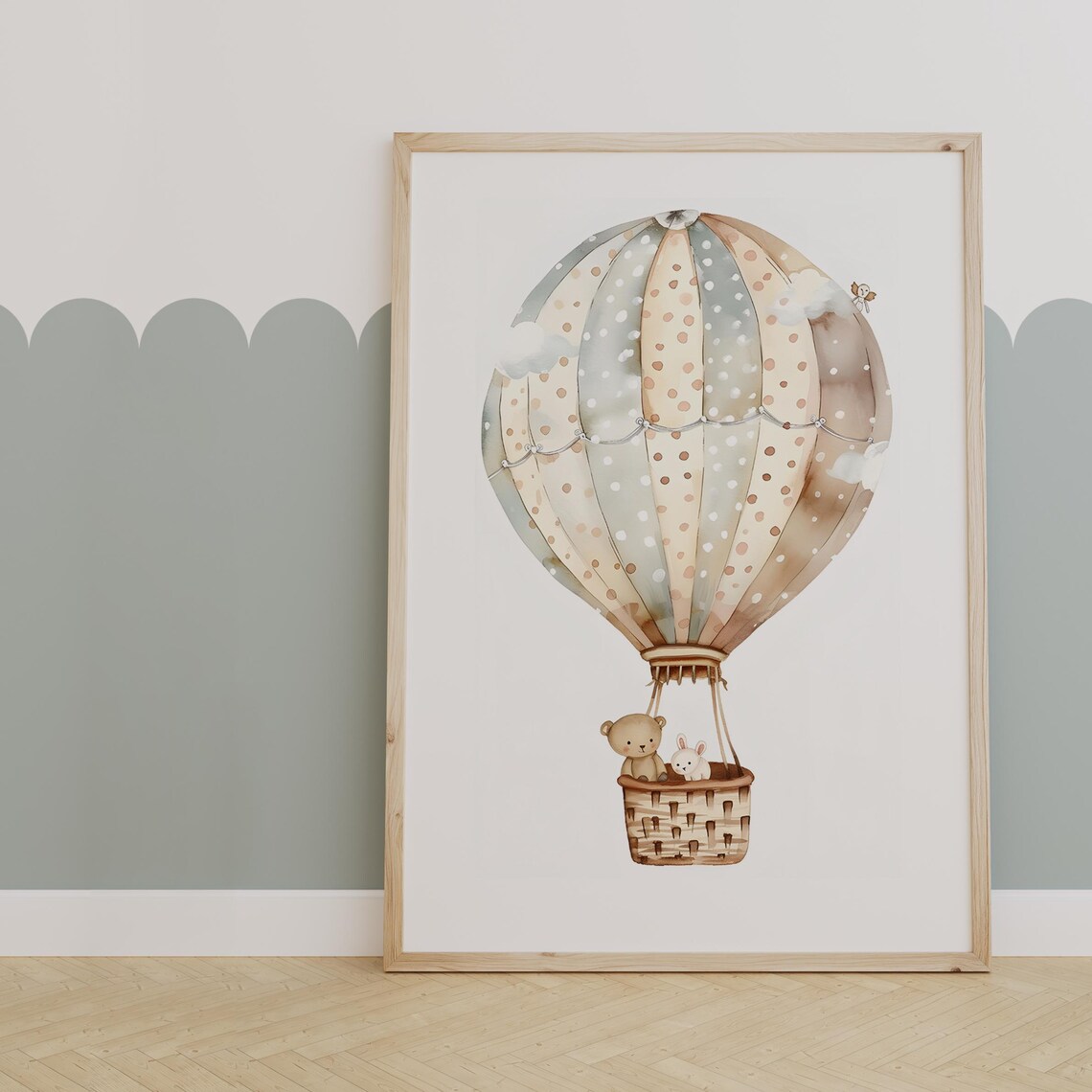 Whimsical Hot Air Balloon Ride Teddy Bunny Adventure