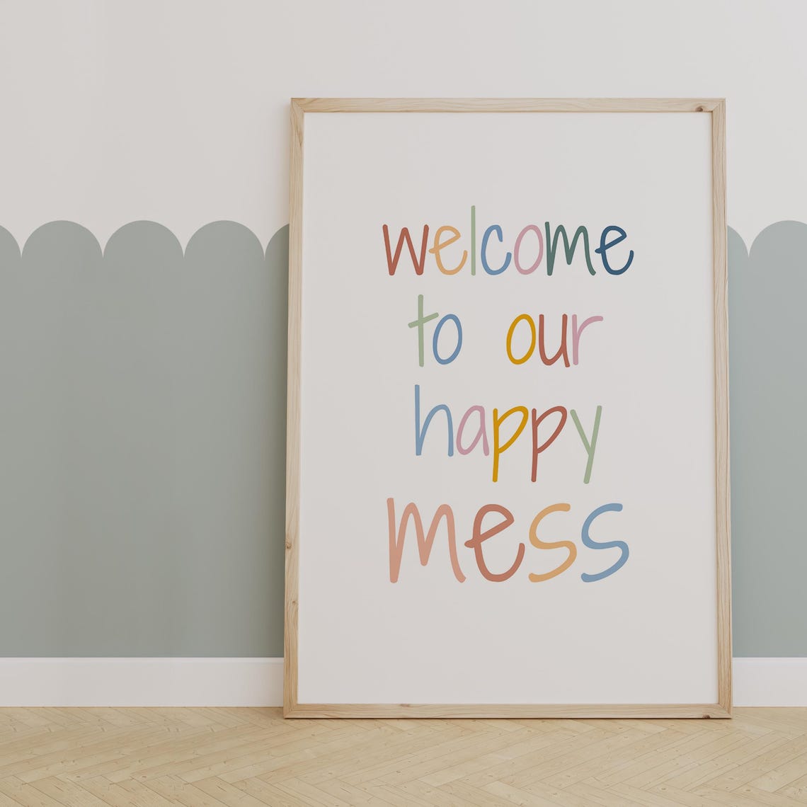 Colorful Hand-Lettered Welcome to Our Happy Mess Quote Poster