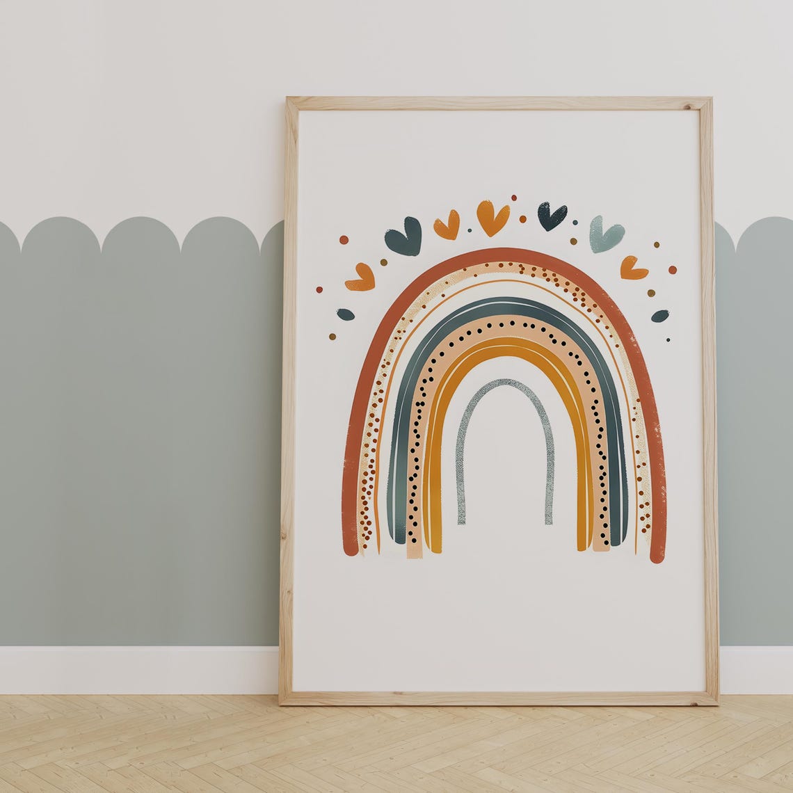 Boho Rainbow Wall Art Neutral Nursery For Kids Room Decor