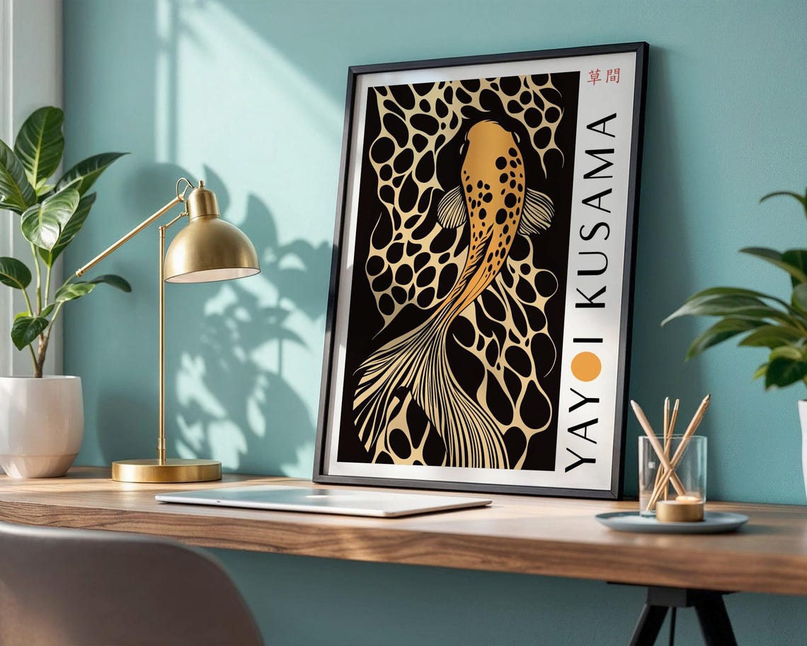 Yayoi Kusama Abstract Koi Fish Wall Art Bedroom Koi Fish Poster Koi Fish Poster Koi Fish Print Kusama Inspired Print Japanese Art - Image 4