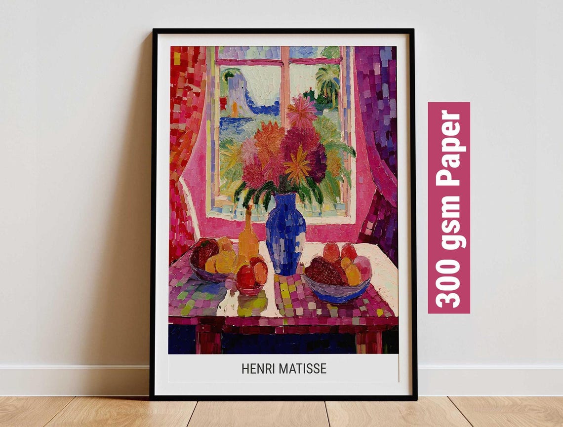 Bright Matisse Style Flower Vase by Sunny Window Still Life Poster