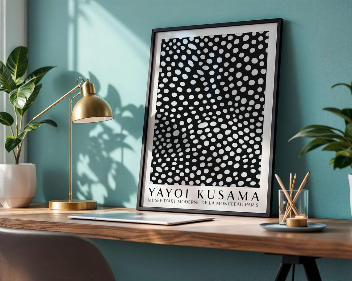Yayoi Kusama Dots Wall Art Black And White Polka Dot Artwork Inspired By Kusama Exhibition Print For Office Or Living Room - Image 4