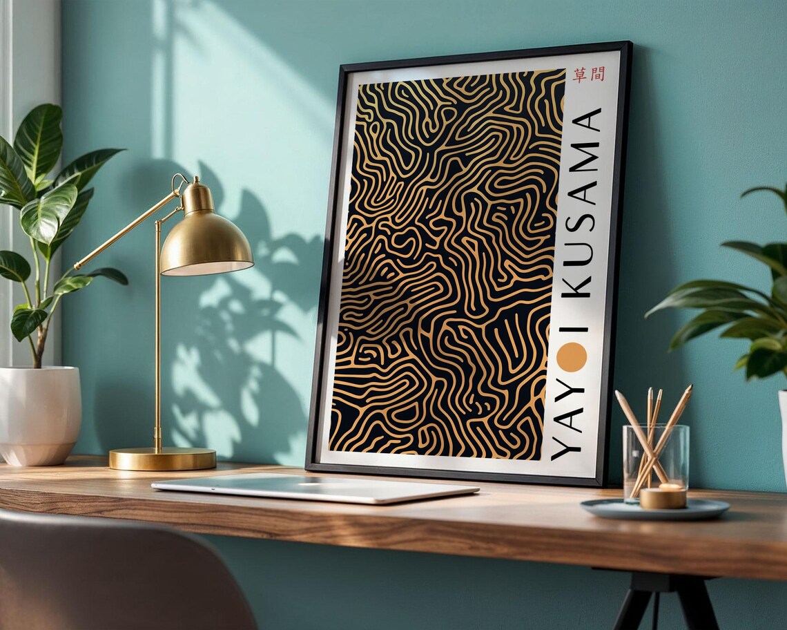 Kusama Gold Pattern Abstract Wall Art Modern Bedroom Poster Luxury Home Decor Abstract Pattern Poster Kusama Inspired Print - Image 4