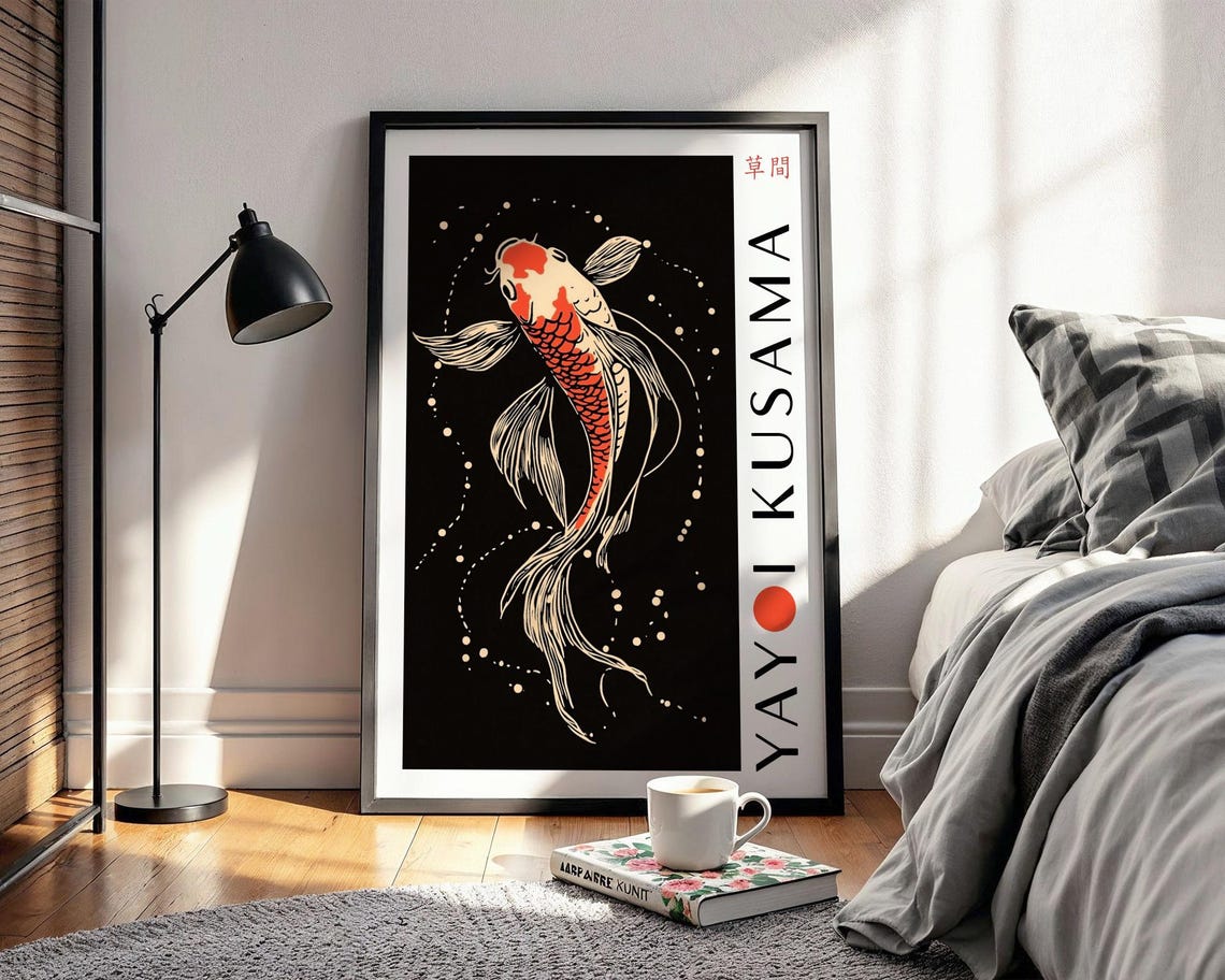 Yayoi Kusama Koi Fish Wall Art Bedroom Koi Fish Poster Koi Fish Poster Koi Fish Print Kusama Inspired Print Japanese Art Print - Image 2