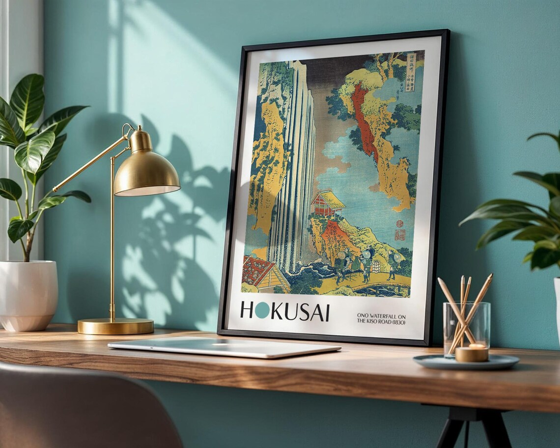 Katsushika Hokusai Ono Waterfall, Vintage Japan Art Print - Image 2