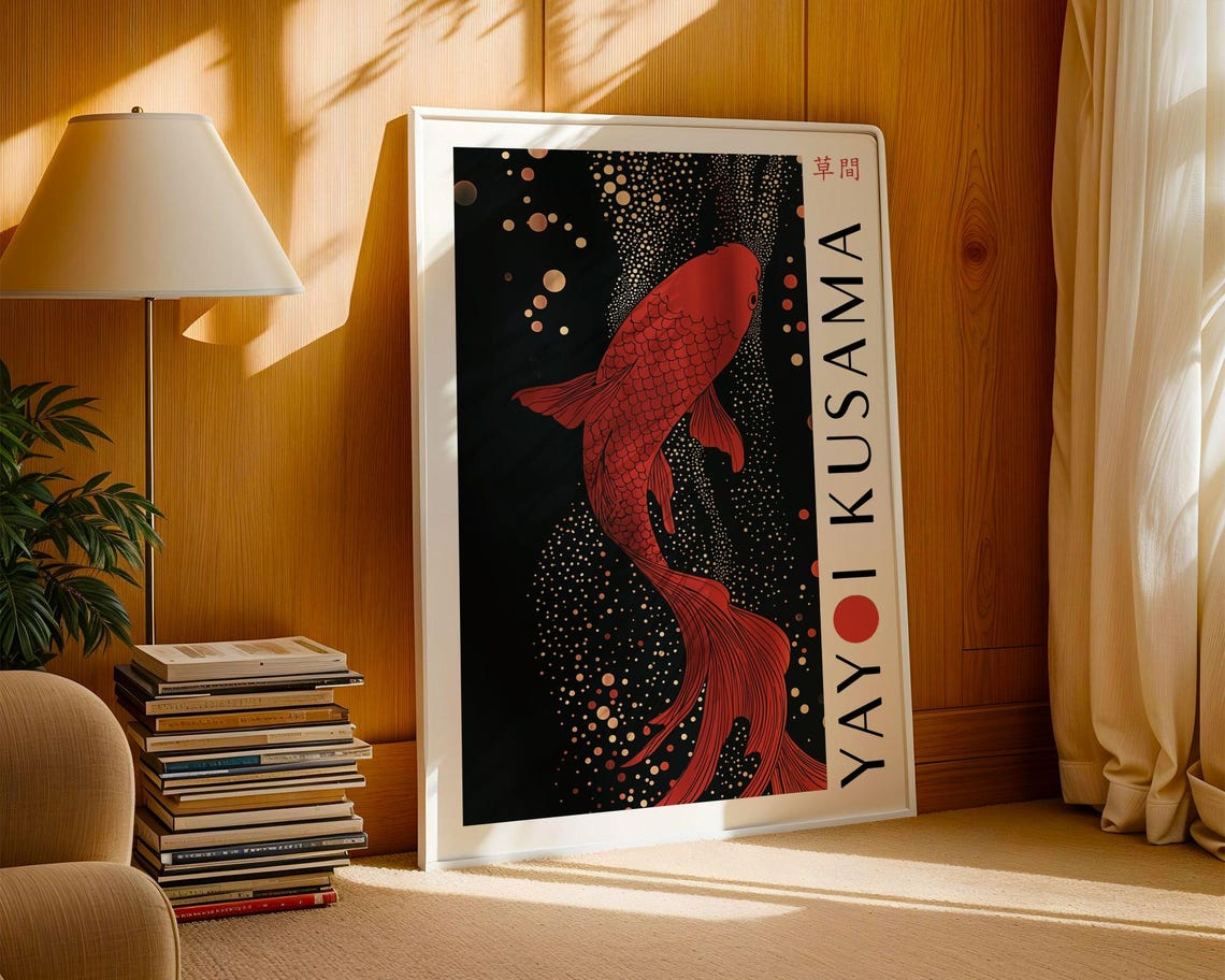 Yayoi Kusama Koi Fish Wall Art Bedroom Koi Fish Poster Koi Fish Poster Koi Fish Print Kusama Inspired Print Japanese Art Print - Image 3