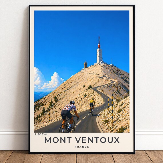 Mont Ventoux France Summit Tower Cycling Climb 1912m Vintage Poster
