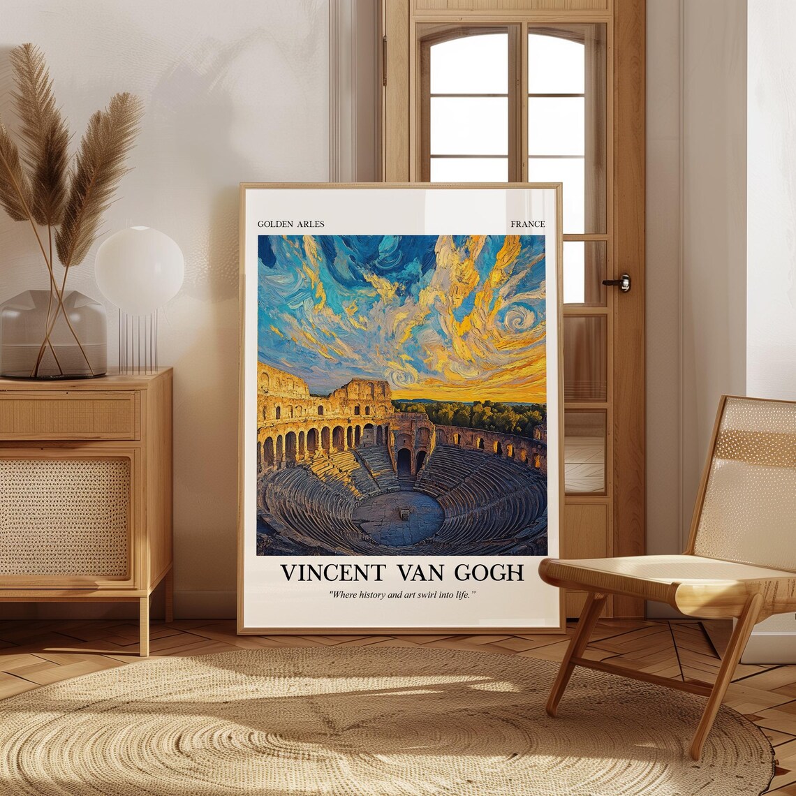 Van Gogh Inspired Golden Arles Amphitheater Swirling Sky Poster - Image 3