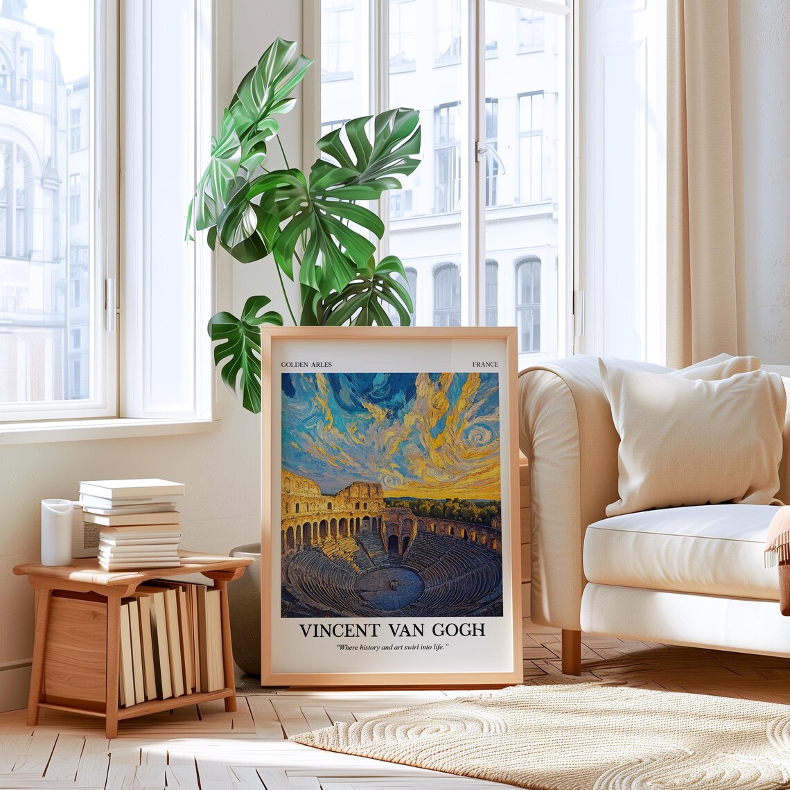 Van Gogh Inspired Golden Arles Amphitheater Swirling Sky Poster - Image 4