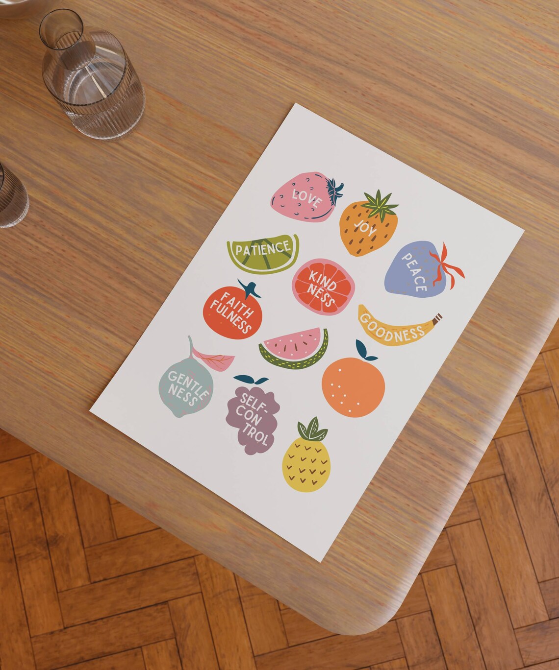 Fruits of the Spirit Colorful Fruit Illustration Christian Poster - Image 4