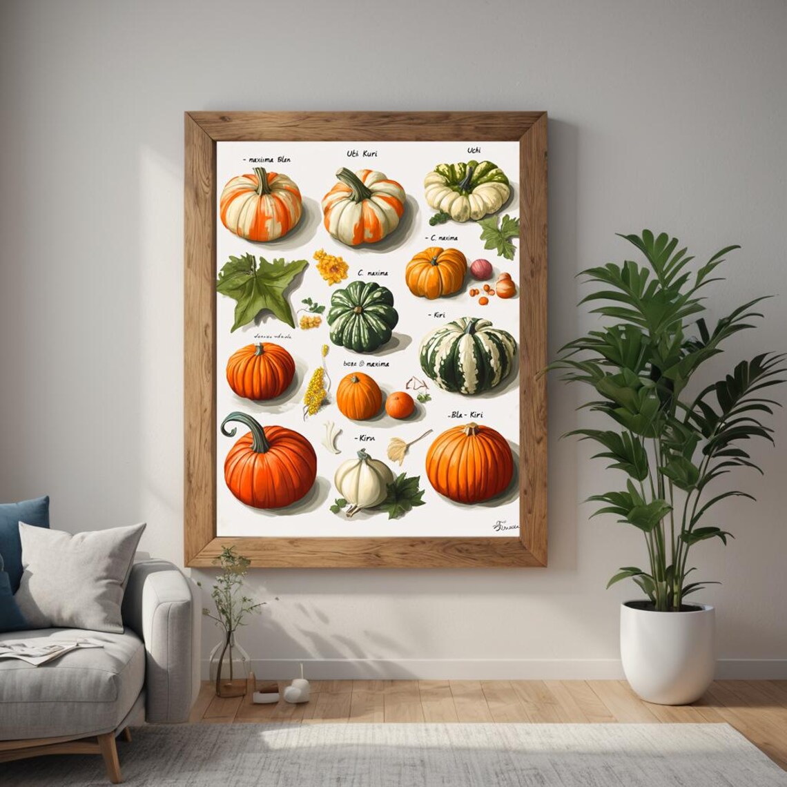 Pumpkin Varieties Botanical Illustration Watercolor Squash Poster - Image 4