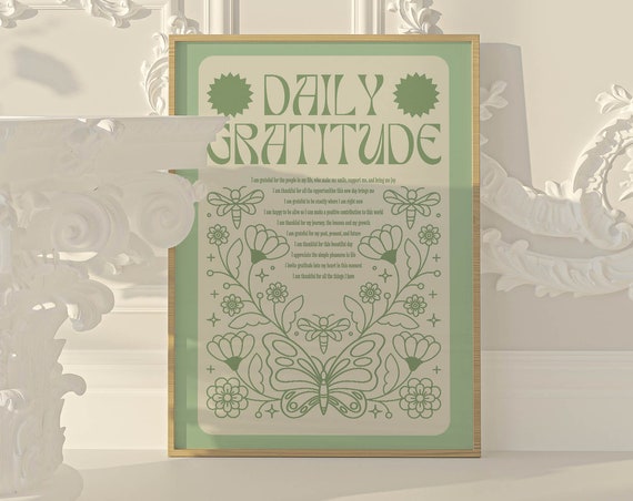 Daily Positive Affirmation Sage Green Wall Art Cool Room Decor Typography Print Quote Inspirational Prints Wall Art Green Bedroom Decor