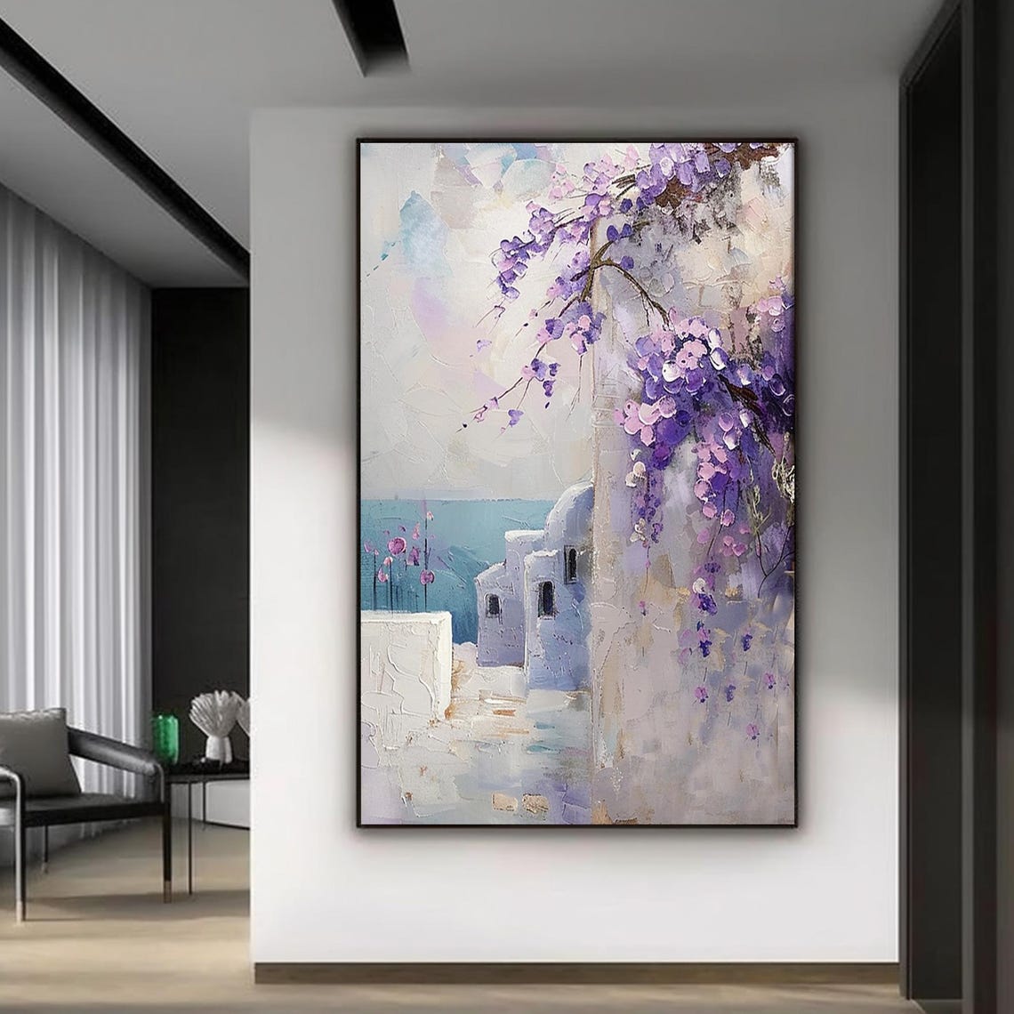 Original Castle Mediterranean Landscape Painting Oversized Painting 3d Iris Painting Handmade Mural Painting Home Bedroom Decoration