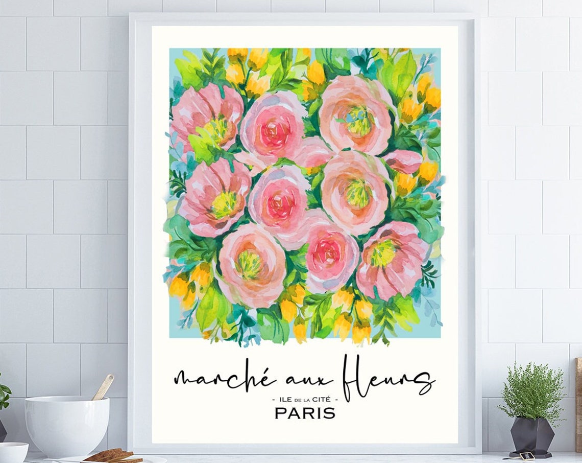 Flower Market Poster Flower Poster Flower Wall Art French Wall Art French Decor Romantic Wall Art Bedroom Art Gift For Girl