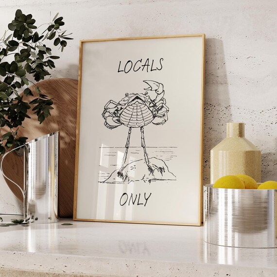 Funny Crab Print Minimalist Beach House Decor Trendy Coastal Poster Cute Sea Wall Art Beach Wall Art Beachy Poster 1 Print