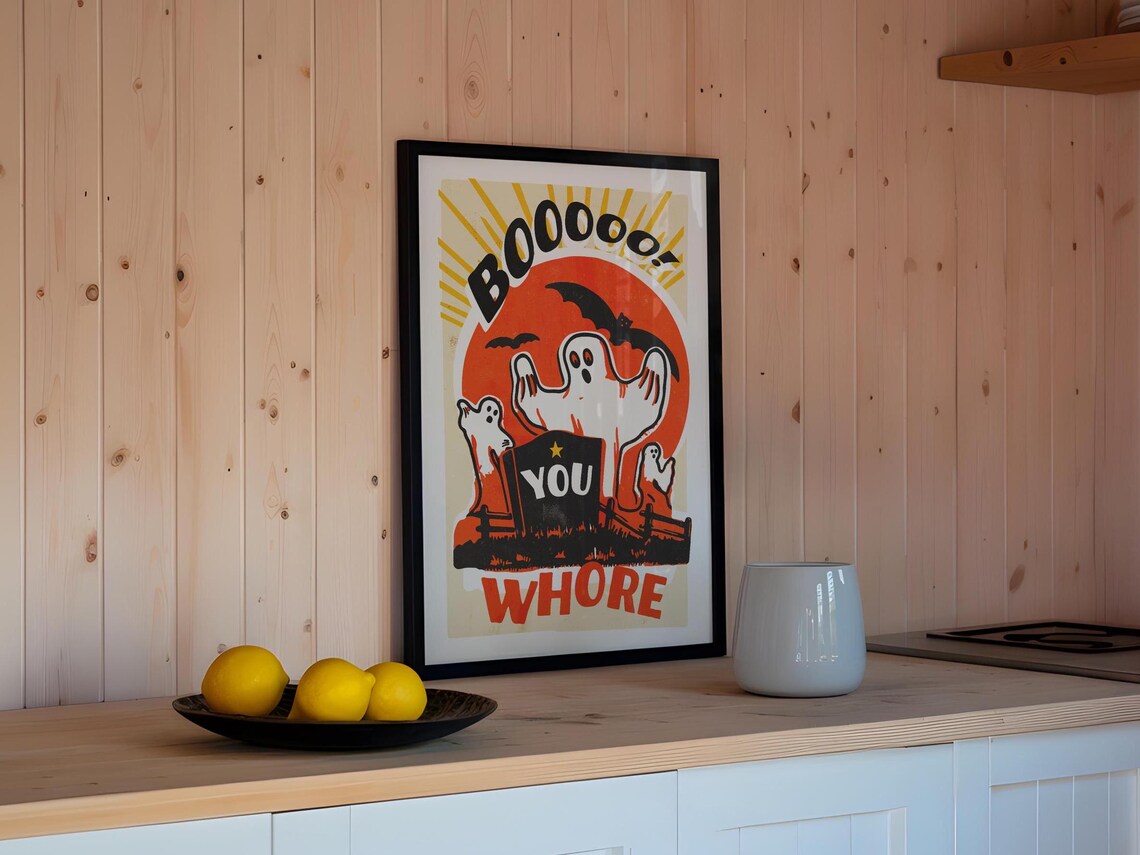 Funny Halloween Retro Art Print, Kitchen Wall Decor - Image 2