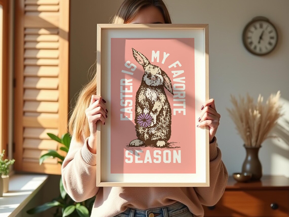 Cute Easter Bunny Poster, Easter Season Kitchen Decor - Image 3