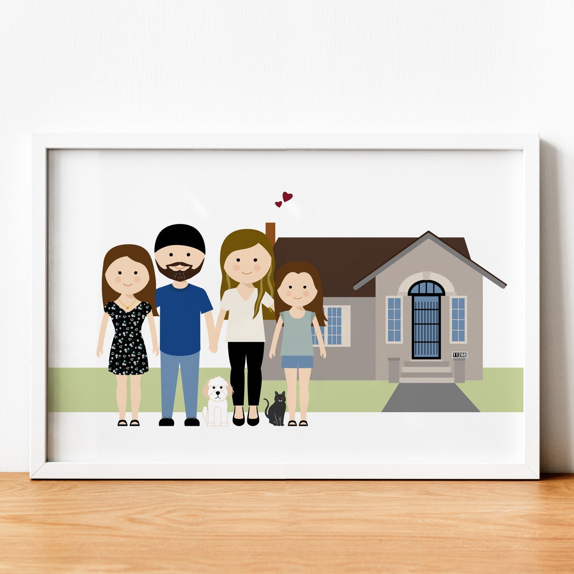 Personalized Family Portrait With House Illustration Couple Drawing With House As Housewarming Gift - Image 5