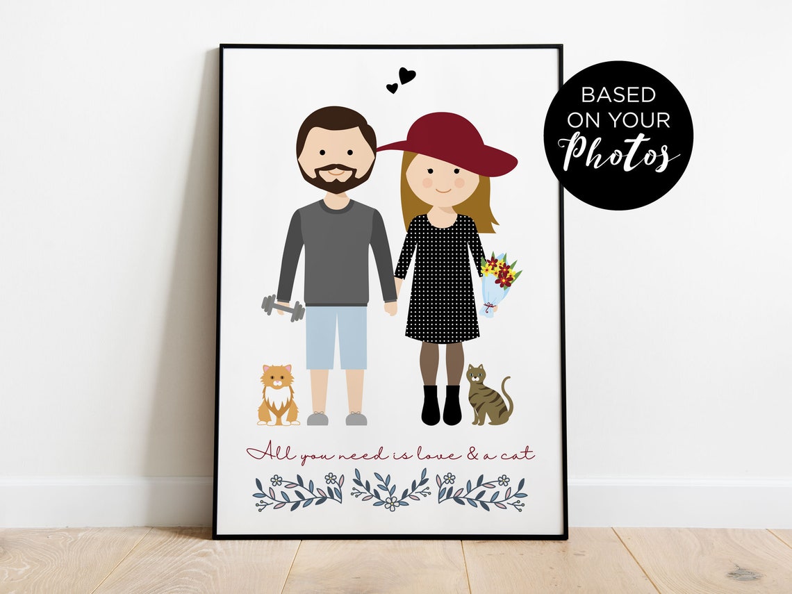 Personalized Roberts Family with Goats Pets Farm Illustration Poster - Image 2