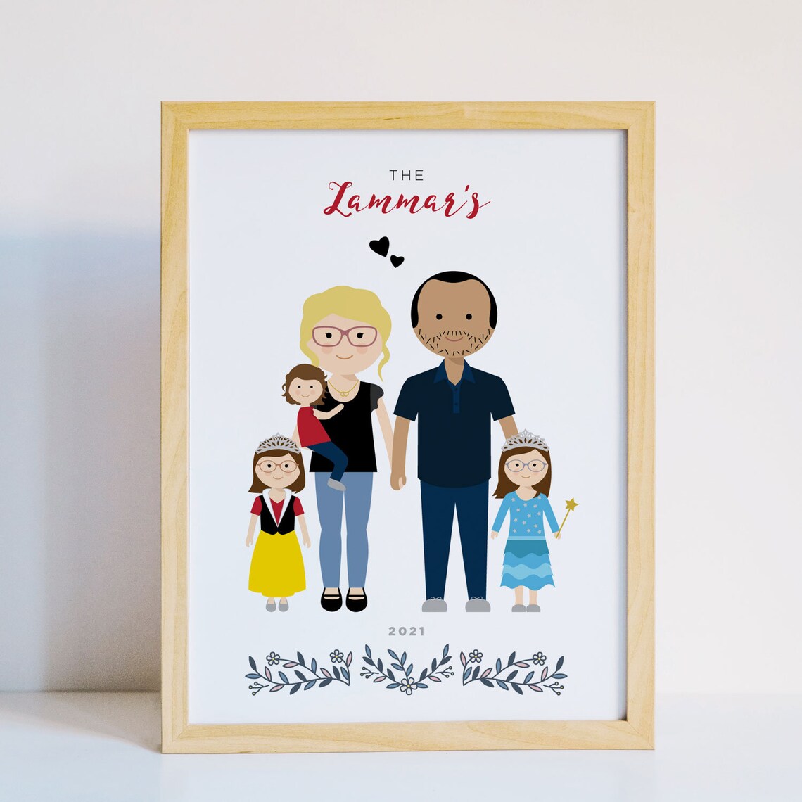Custom Family Portrait Art Print, Christmas Style - Image 4