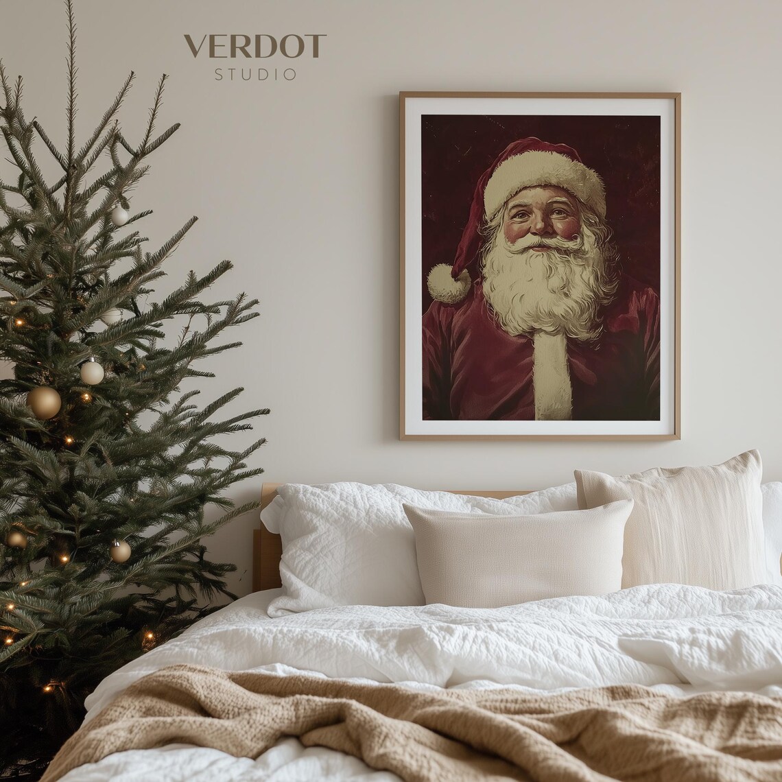 Vintage Red Santa Christmas Print, Holiday Decor - Image 4