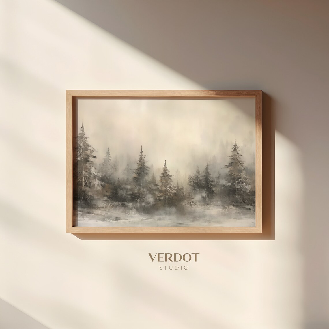 Winter Forest Painting, Rustic Christmas Tree Art Print - Image 4